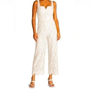 Trina Turks White Lace Sleeveless Jumpsuit NWT Size 6 Romantic Whimsical Flirty